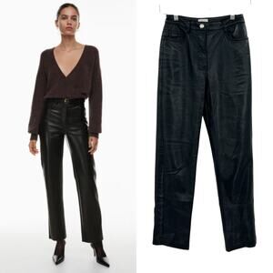 Aritzia Wilfred The Melina Pant Faux Vegan Leather High Waist Black Size 0